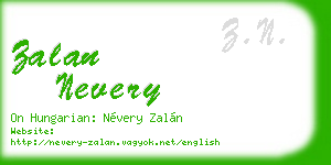 zalan nevery business card