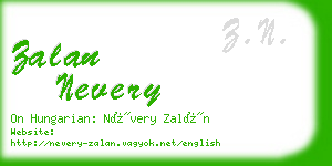 zalan nevery business card